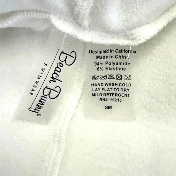 Beach Bunny size small white  terry  Romper swimsuit coverup jumpsuit snap front - Picture 6 of 7